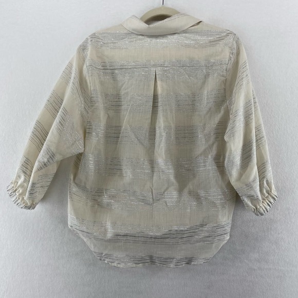 Corey Lynn Calter Silver Metallic Button‎ Down Top Sz Medium - Picture 8 of 8